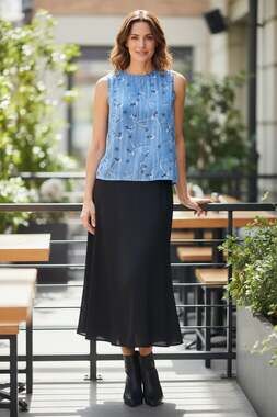 90s Y2K Vintage Blue Floral Sleeveless Blouse Size M